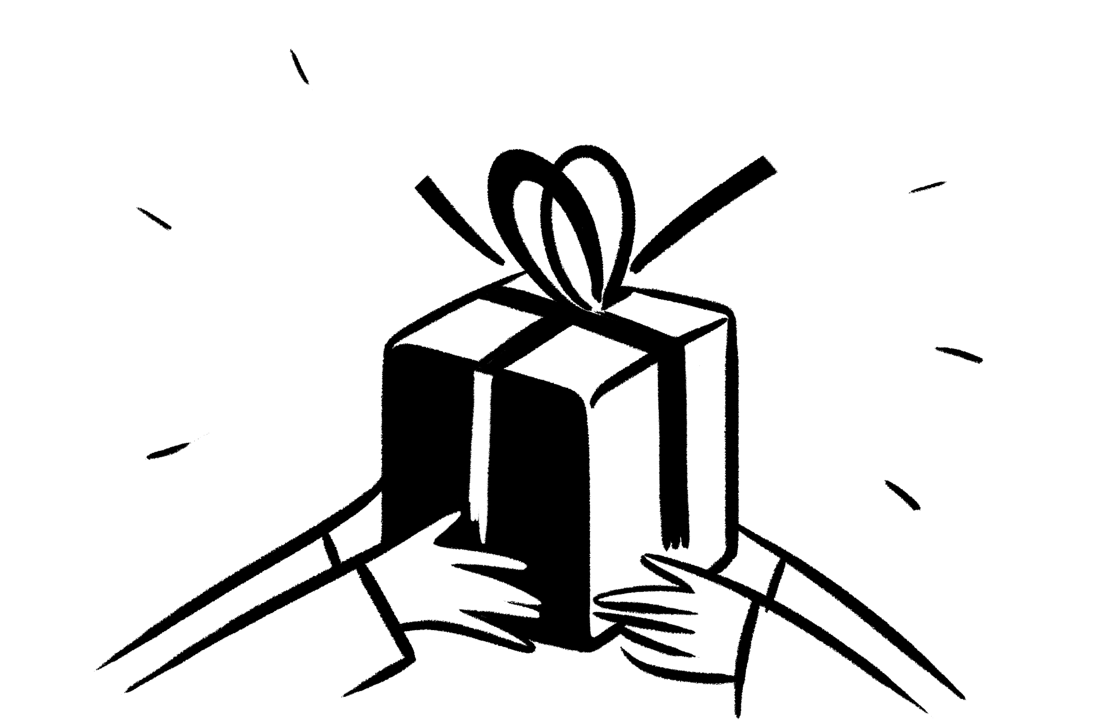 שני אנשים מחזיקים מתנה בידיהם.