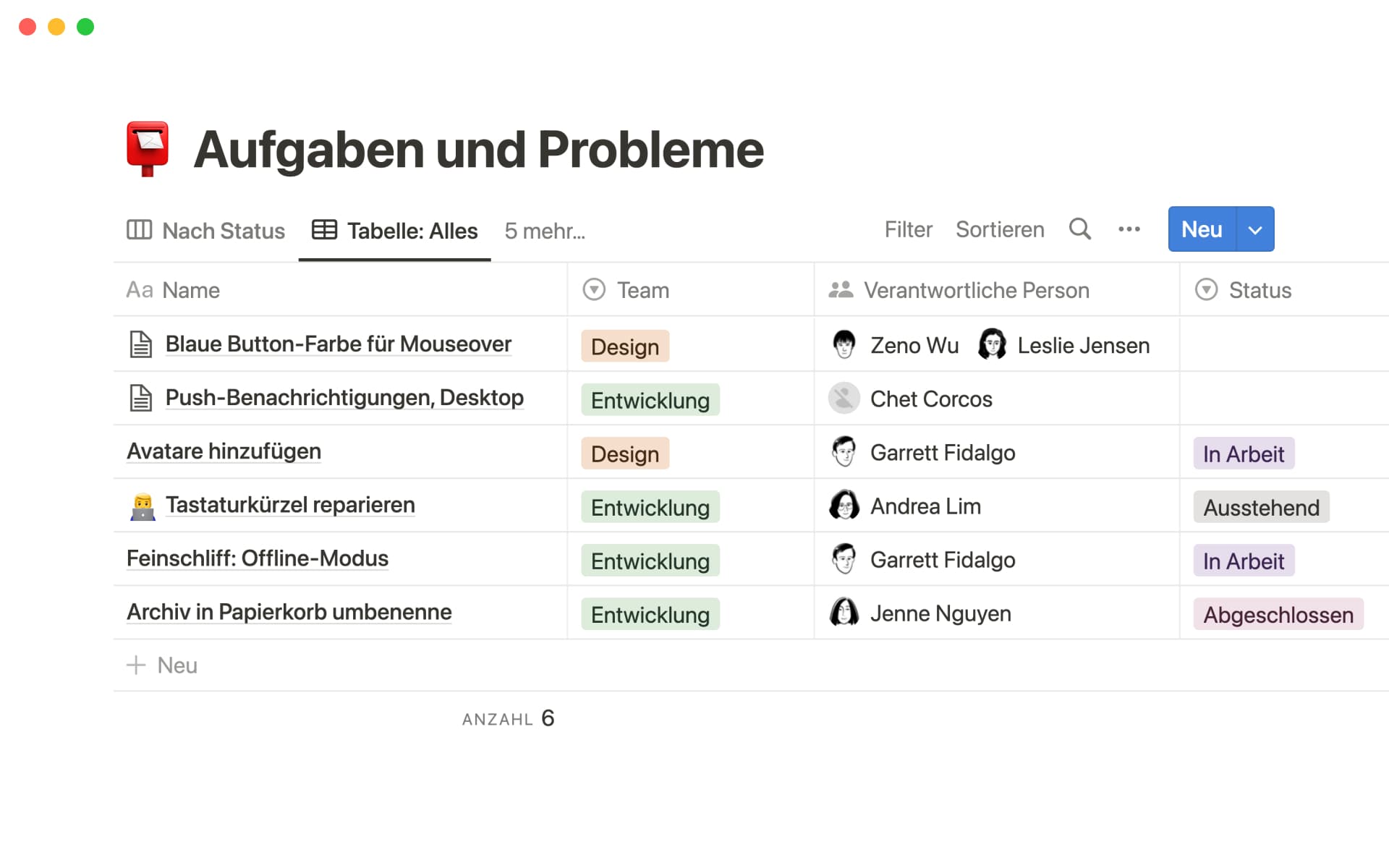 A screenshot of a Notion issue tracking database with a specific issue open in a side peek.