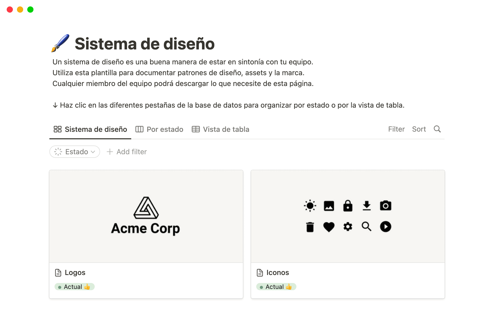The desktop image for the Design system template