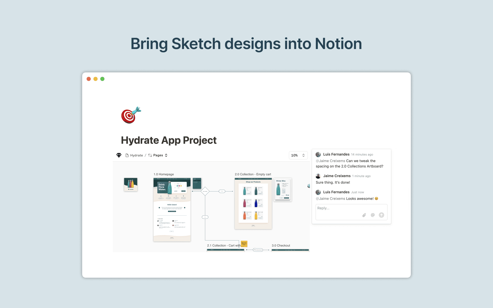 View and share Sketch designs in Notion