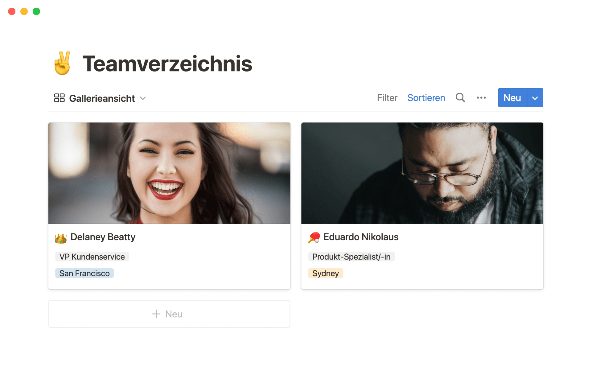 The desktop image for the Team Directory template