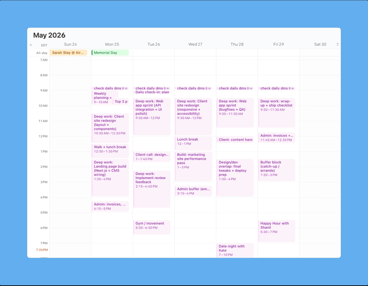 Kassidy’s Notion Calendar