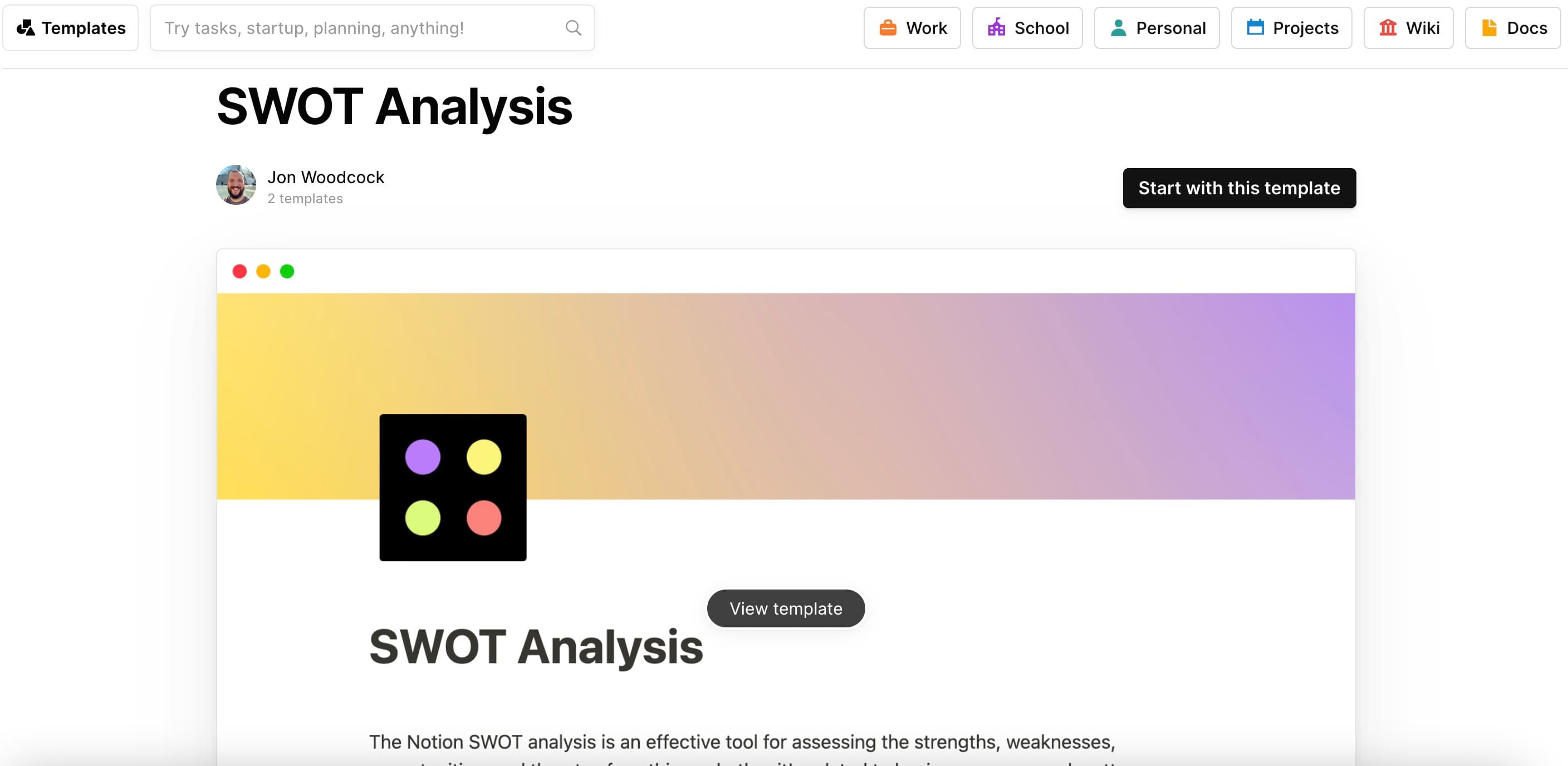 swot analysis template
