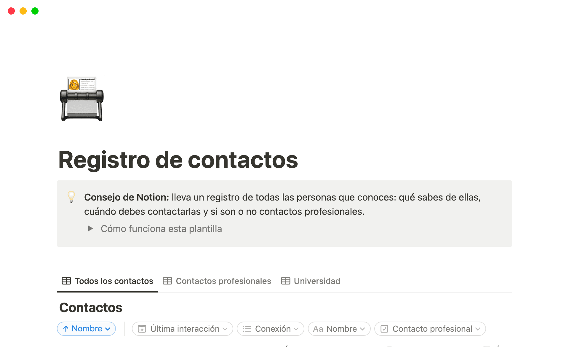 The desktop image for the Personal CRM template