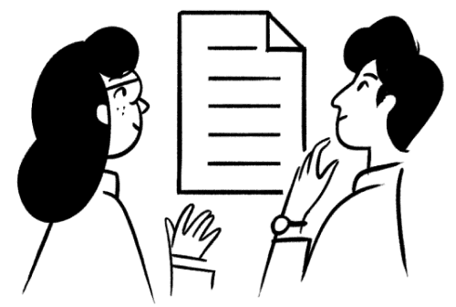 People reviewing a document.