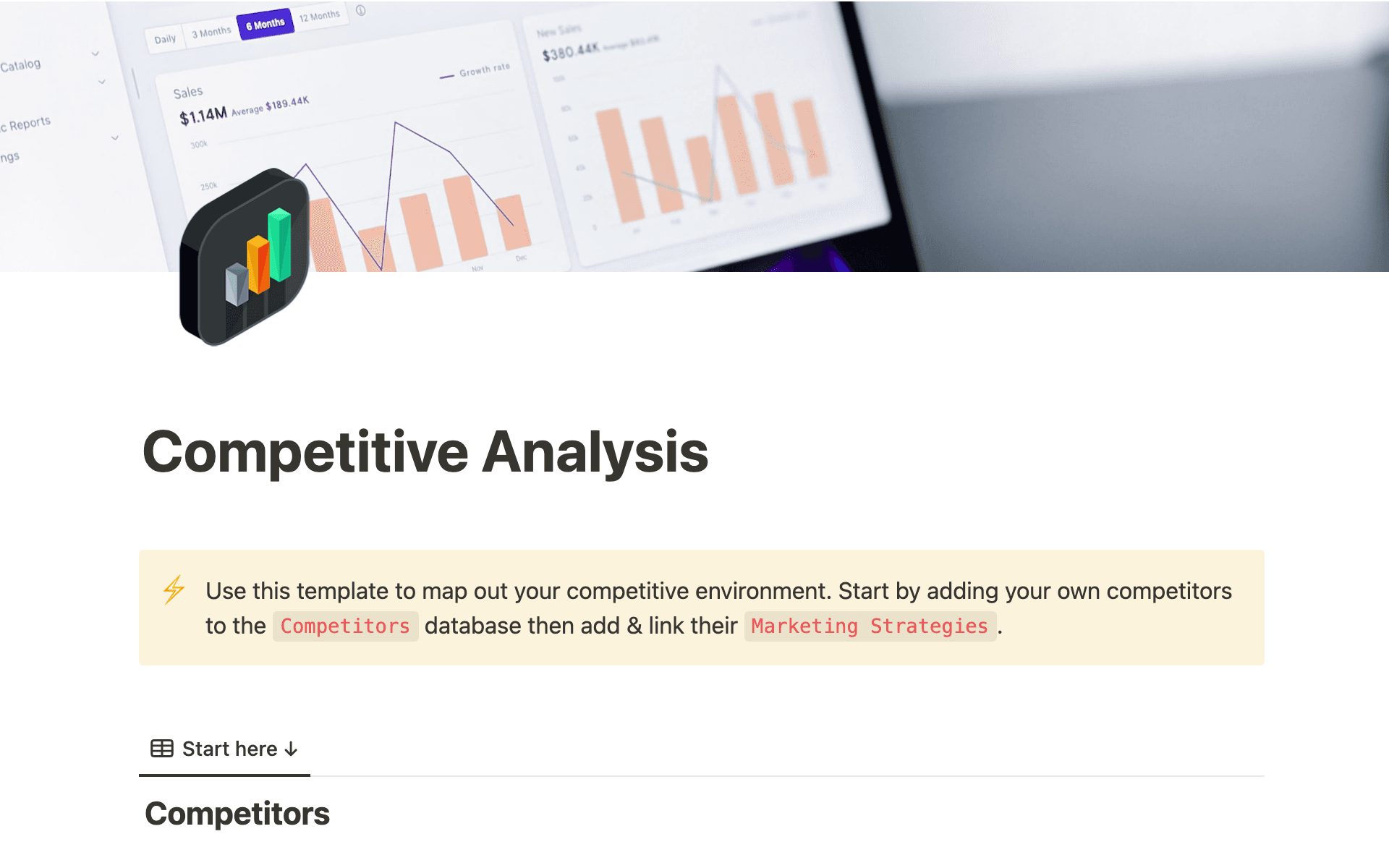 A screenshot of a SWOT analysis page in Notion.