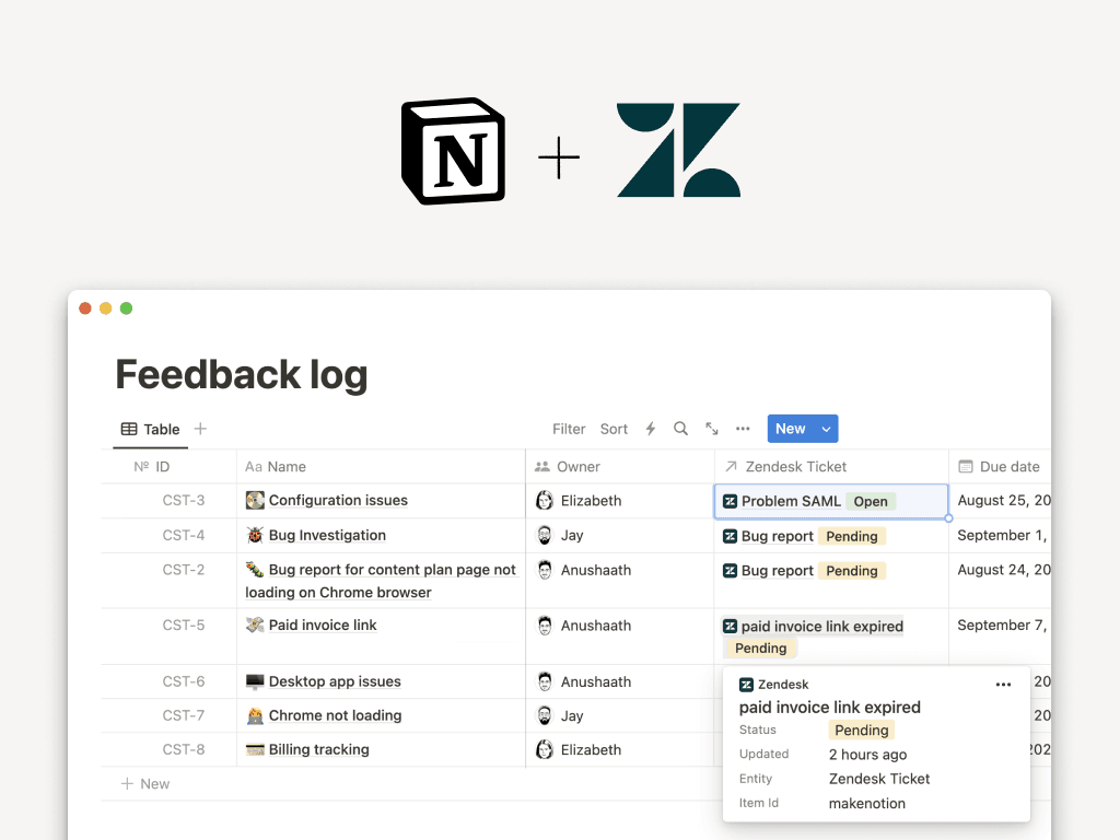 Connect your support teams with the rest of your organization in Notion