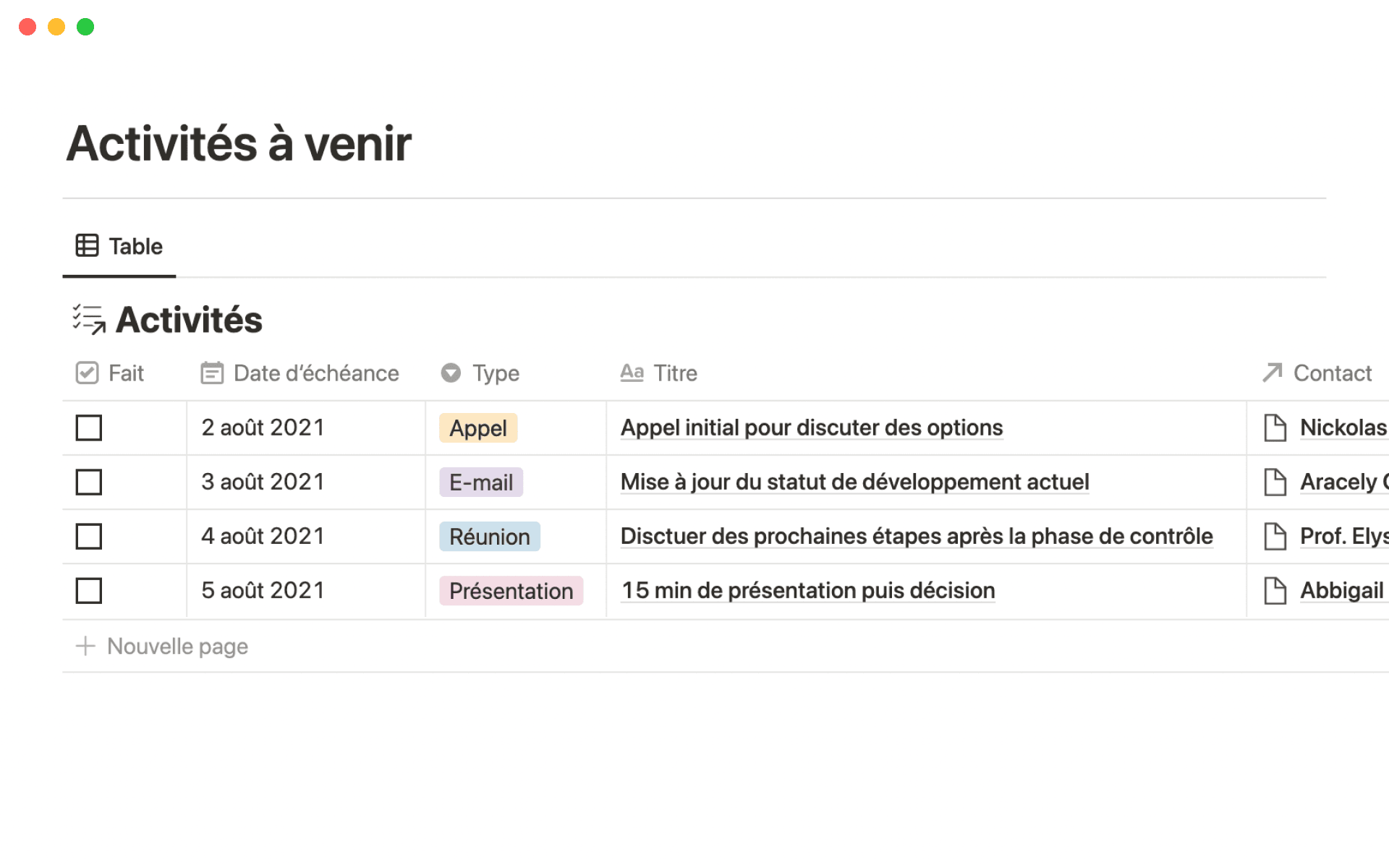 upcoming activities pitches
