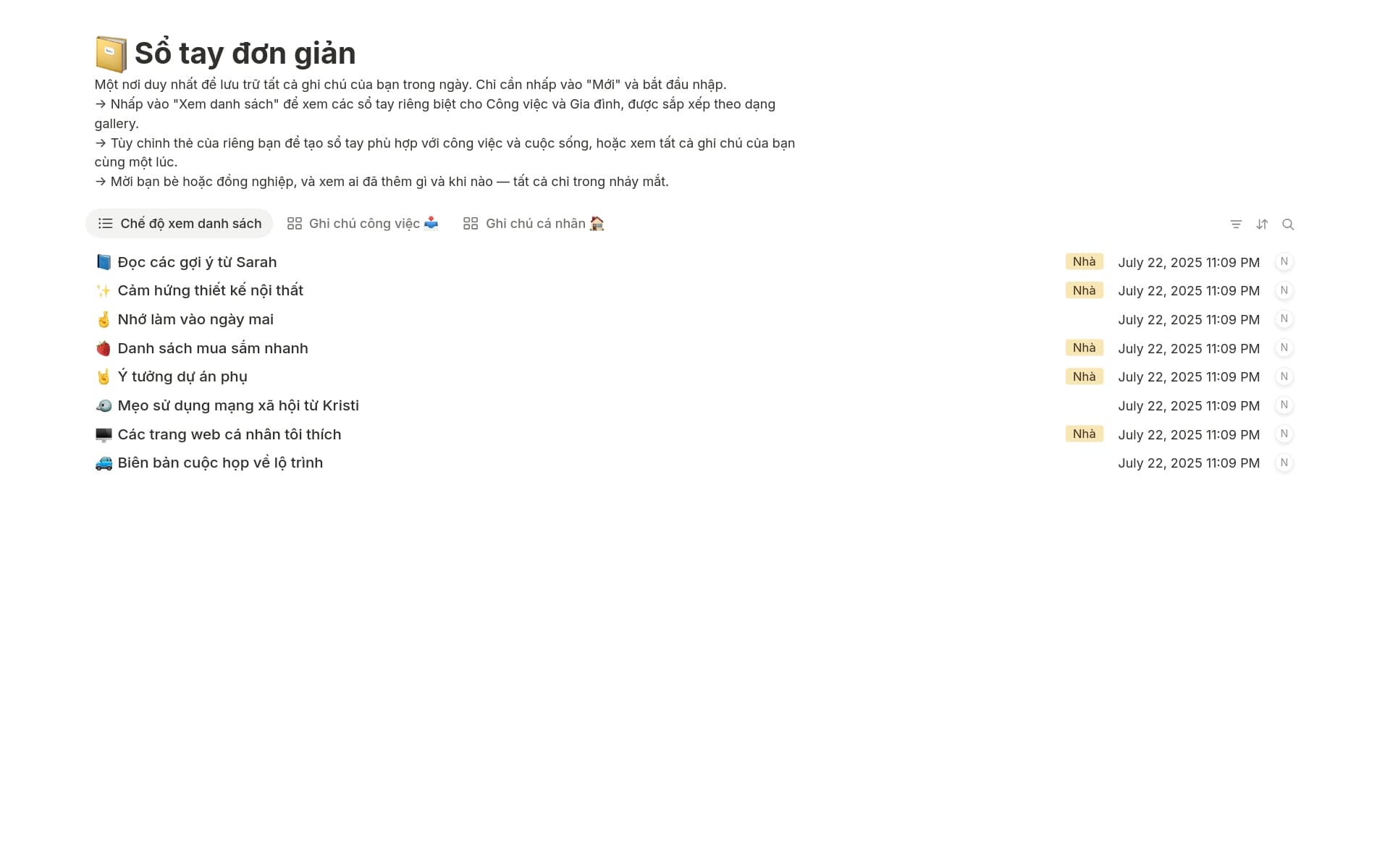 Ảnh chụp bộ sưu tập Top 10 Notes & Knowledge Templates in Notion do Notion tạo