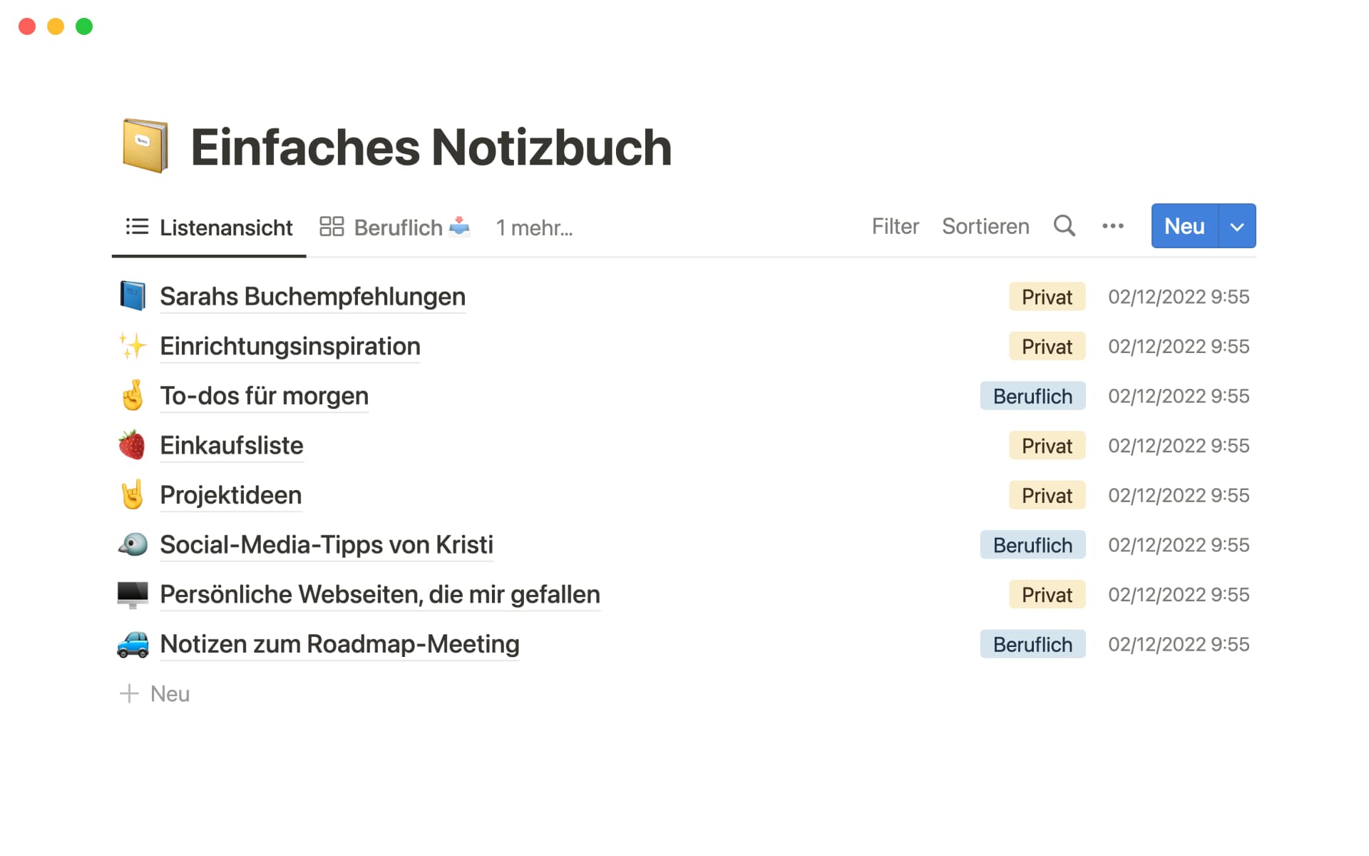 Screenshot der Top 10 Notes & Knowledge Templates in Notion-Sammlung von Notion