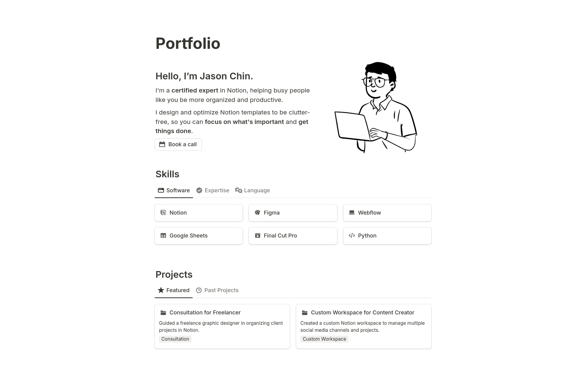 Screenshot of Top Free Portfolio Templates collection by Notion