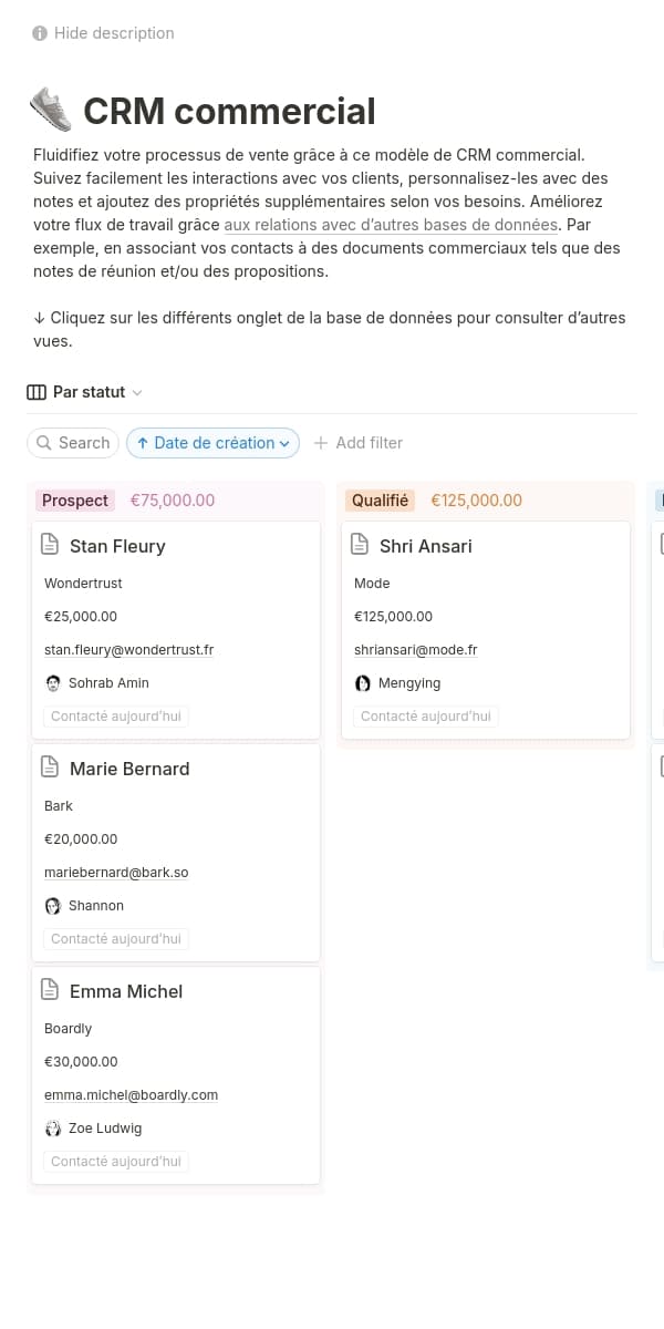 Une capture d’écran de l’application mobile de Notion