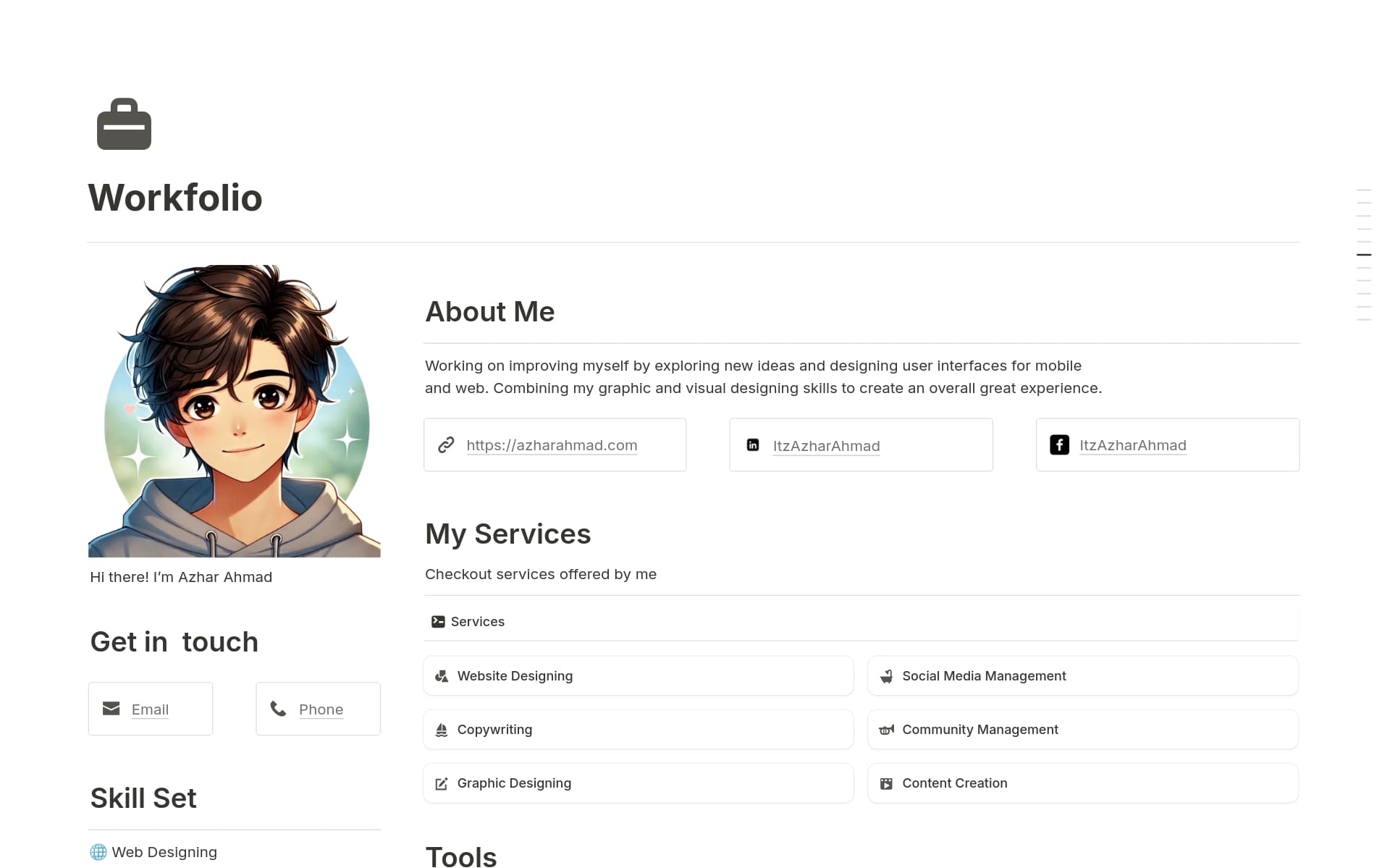 Screenshot of Top Free Portfolio Templates collection by Notion