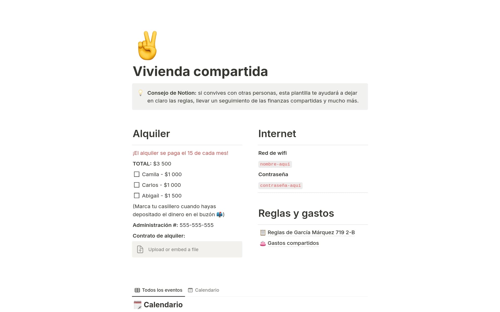 Captura de pantalla de la colección Tu rincón acogedor: gestiona la vida como compañero de cuarto con Notion de Notion