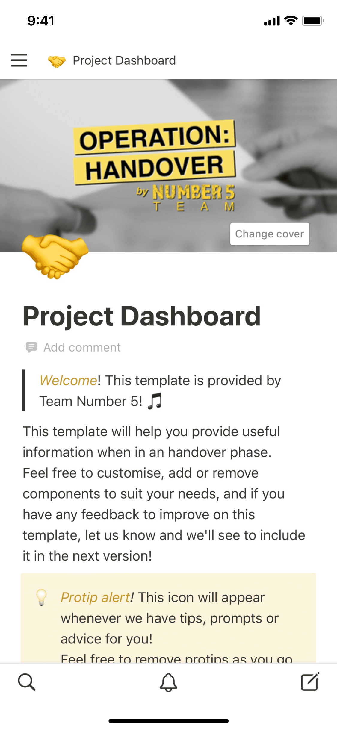 A screenshot of Notion's mobile app