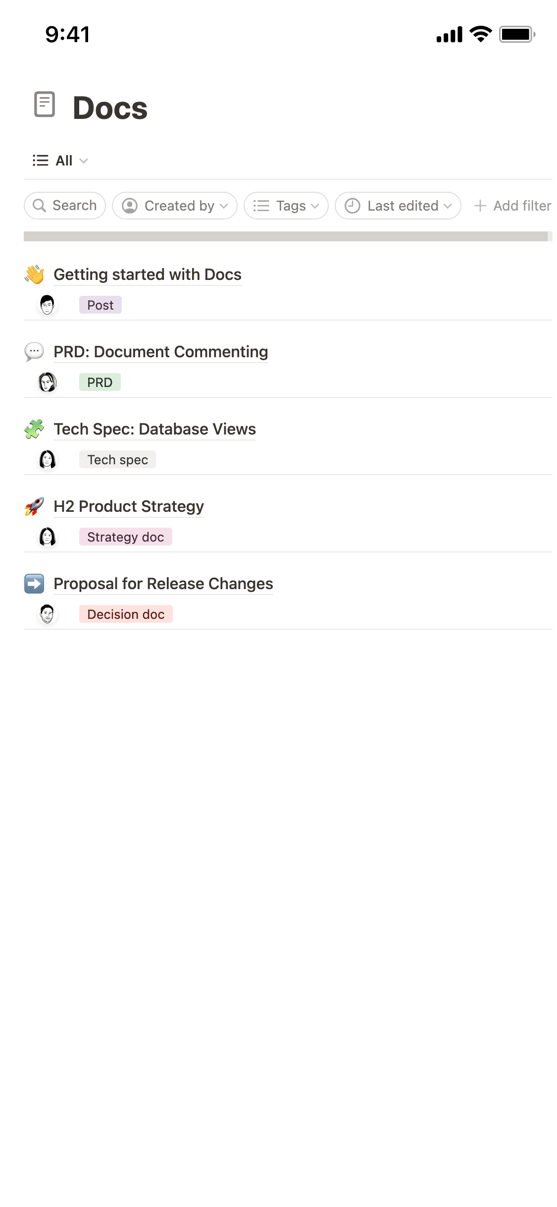 A screenshot of Notion's mobile app